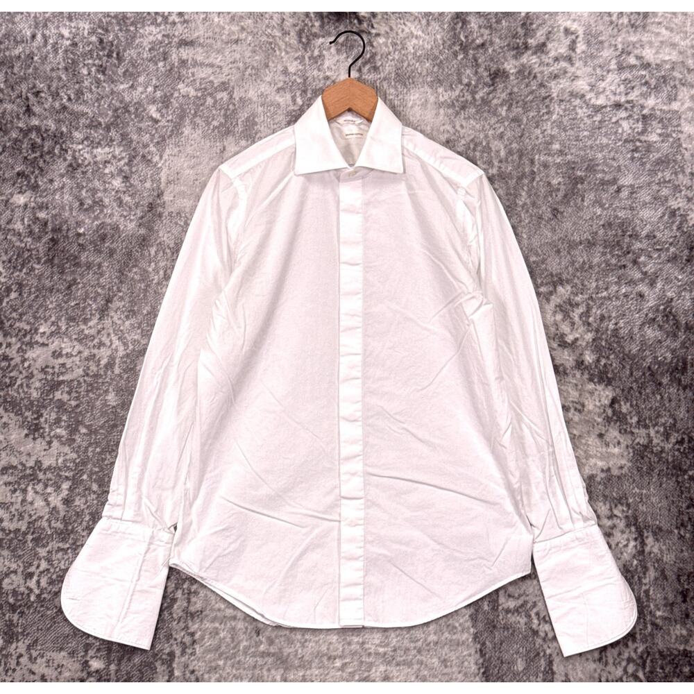 SUITSUPPLY Slim Fit Dress Shirt 15.75 Mens Egyptian Cotton French Cuff White